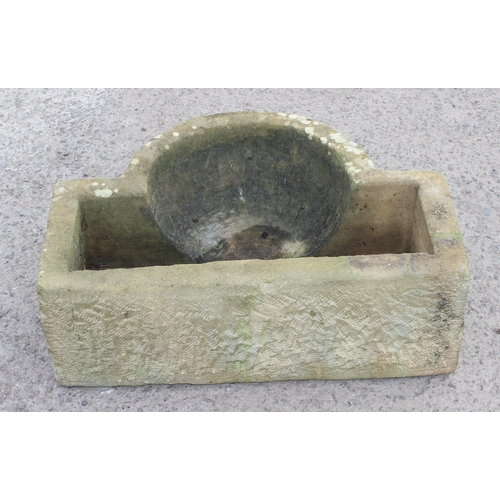 342 - An impressive stone effect sink of unusual form, approx 75cm wide x 54cm deep x 26cm tall