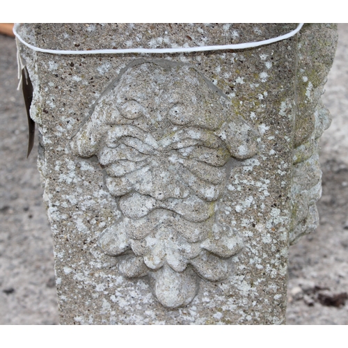 347 - A large vintage weathered concrete bird bath, approx 50cm wide x 50cm deep x 84cm tall