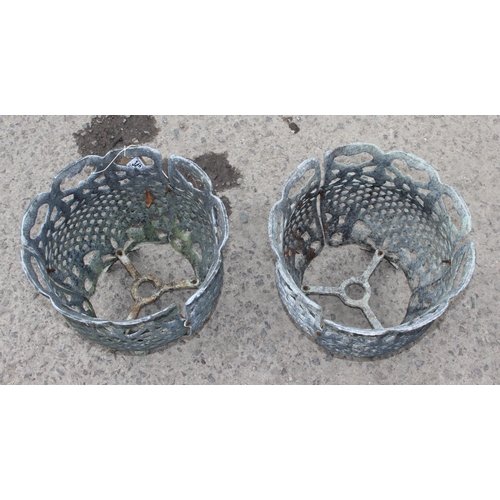 348 - A pair of cast metal garden planters, approx 30m wide x 30cm deep x 30cm tall