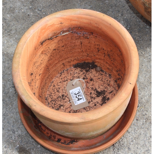 354 - 3 vintage Terracotta garden plant pots, largest approx 33cm wide x 33cm deep x 33cm tall