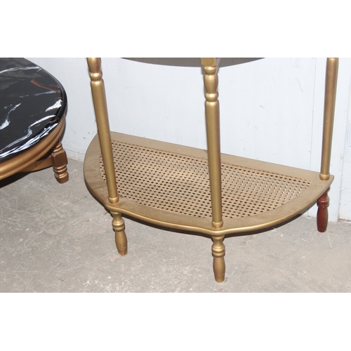 41 - 2 gilt and marble effect painted tables, demilune and coffee table, the coffee table approx 112cm wi... 