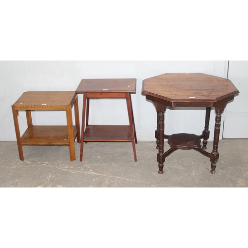 54 - 3 assorted antique or vintage side tables, the octagonal table approx 76cm wide x 76cm deep x 71cm t... 