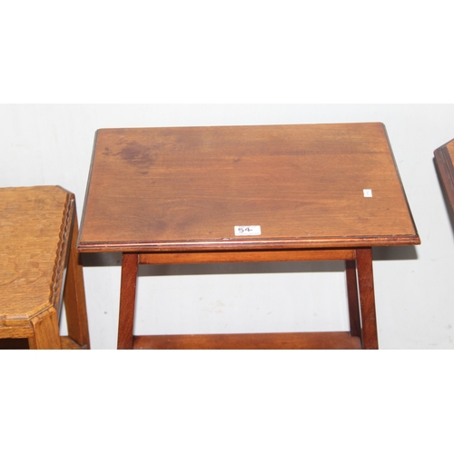 54 - 3 assorted antique or vintage side tables, the octagonal table approx 76cm wide x 76cm deep x 71cm t... 