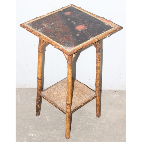 9 - A Victorian Aesthetic Movement bamboo side table with painted top, approx 42cm wide x 42cm deep x 72... 