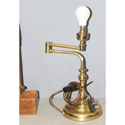 232 - 3 assorted brass lamps, one formed from a vintage sprayer, the largest approx 75cm tall