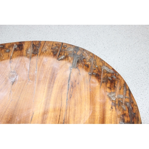 273 - Vintage wooden carved bowl, possibly yew wood, approx 43 x 40cm