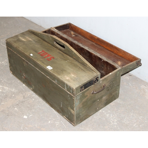 279 - Wooden Toy Trunk, approx 78cm wide x 44cm deep x 45cm tall