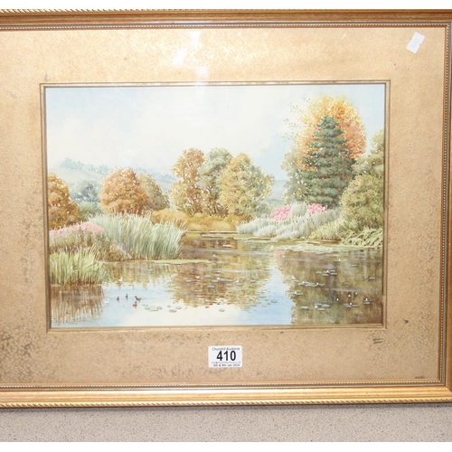 410 - Brian Stone of Wallingford - original watercolour of a river scene in gilt frame, approx 45cm x 55cm... 