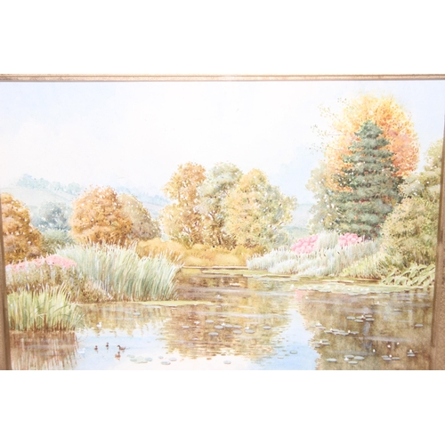 410 - Brian Stone of Wallingford - original watercolour of a river scene in gilt frame, approx 45cm x 55cm... 