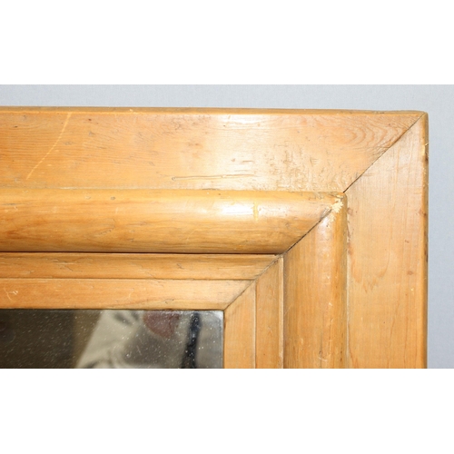 418 - A vintage mirror with thick rustic pine frame, approx 78cm x 67cm