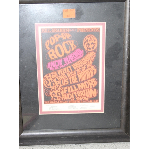 434 - 7 Bill Graham concert flyers, in frames, largest approx 36cm x 30cm