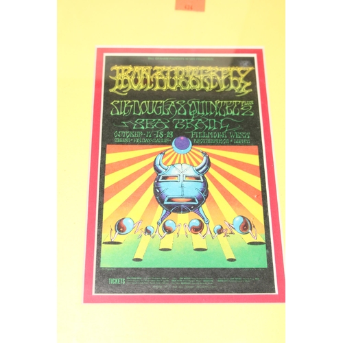 434 - 7 Bill Graham concert flyers, in frames, largest approx 36cm x 30cm