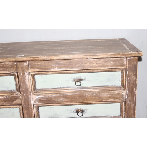 70 - A vintage 6 drawer Sideboard with distressed painted finish, approx 132cm wide x 43cm deep x 84cm ta... 