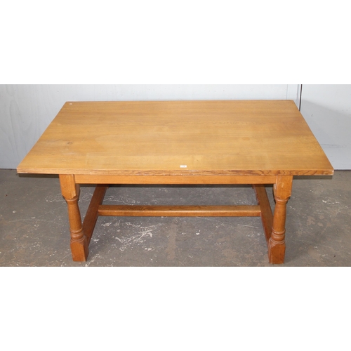 72 - A large good quality light oak dining or refectory table with turned legs, approx 197cm wide x 118cm... 