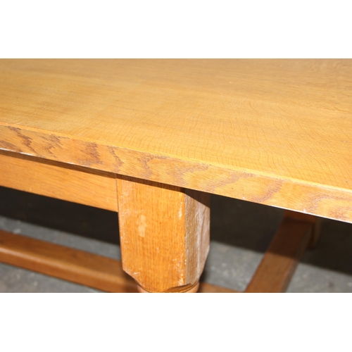 72 - A large good quality light oak dining or refectory table with turned legs, approx 197cm wide x 118cm... 