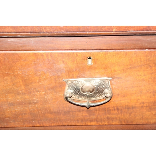 77 - An antique 2 over 2 mahogany Chest of Drawers with Art Nouveau brass handles, approx 98cm wide x 44c... 