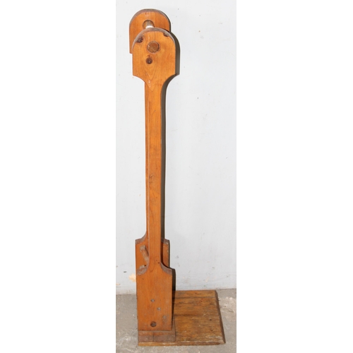 81 - Vintage pine boot jack or boot pull, approx 24cm wide x 29cm deep x 105cm tall