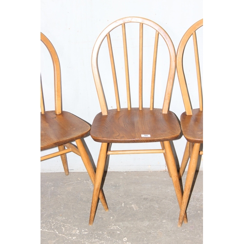 88 - A set of 4 retro Ercol hoop back dining chairs, each approx 40cm wide x 38cm deep x 84cm tall