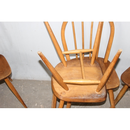 88 - A set of 4 retro Ercol hoop back dining chairs, each approx 40cm wide x 38cm deep x 84cm tall