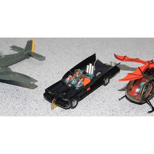 1521 - Dinky Junkers JU87B 721 & 3 vintage Batman related Corgi vehicles