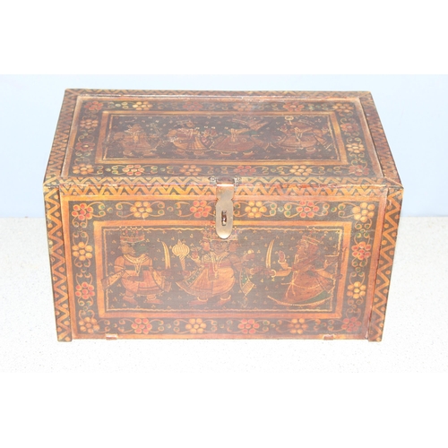 281 - An antique hand decorated antique Rajasthani box/collectors chest with 9 drawers, approx 36 x 23 x 2... 