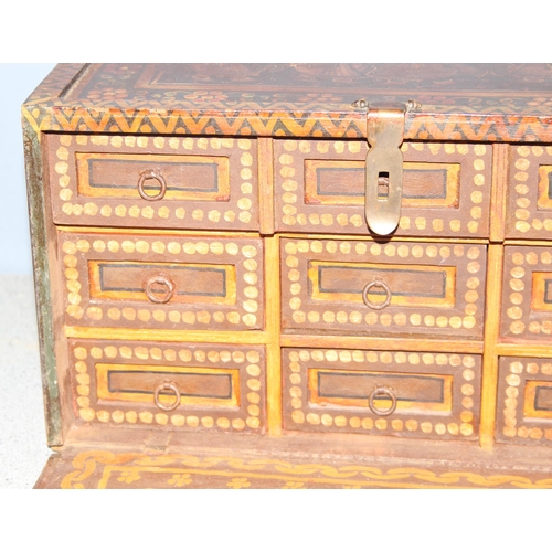 281 - An antique hand decorated antique Rajasthani box/collectors chest with 9 drawers, approx 36 x 23 x 2... 