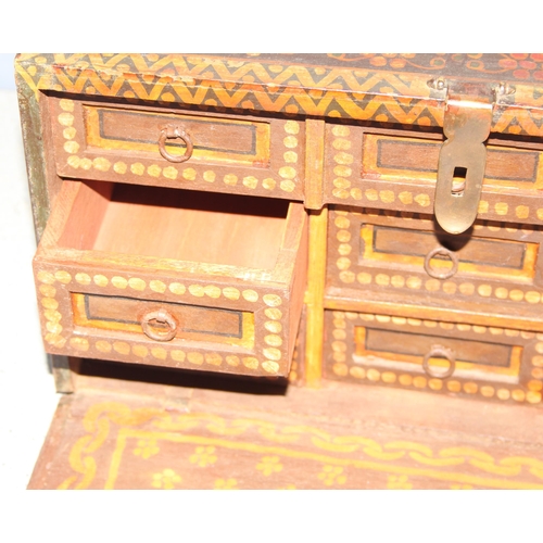 281 - An antique hand decorated antique Rajasthani box/collectors chest with 9 drawers, approx 36 x 23 x 2... 