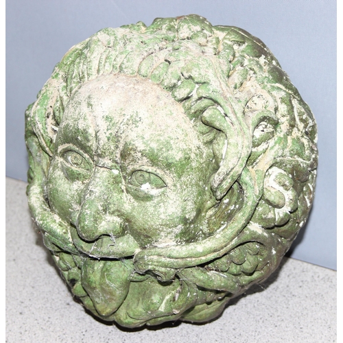 357 - A vintage painted concrete Green Man display bust, approx 20cm tall