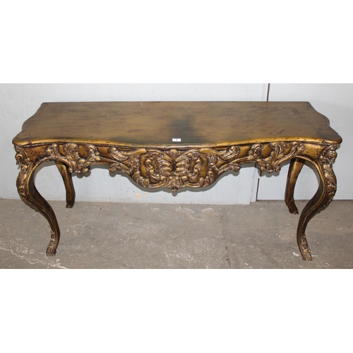 6 - A French Louis XIV style giltwood console table or 