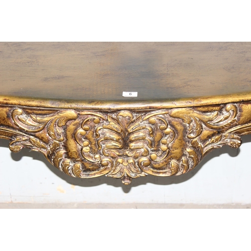 6 - A French Louis XIV style giltwood console table or 