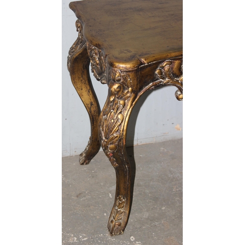 6 - A French Louis XIV style giltwood console table or 