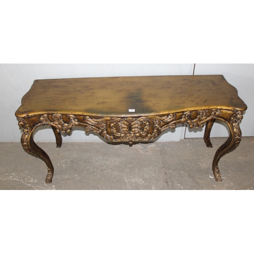 6 - A French Louis XIV style giltwood console table or 