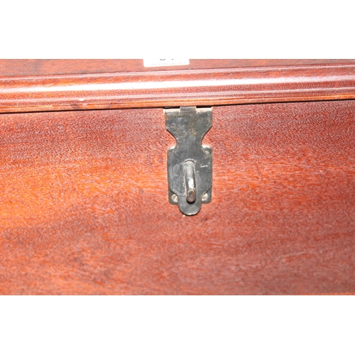 91 - Vintage wooden Trunk with ironwork fittings, approx 113cm wide x 49cm deep x 56cm tall