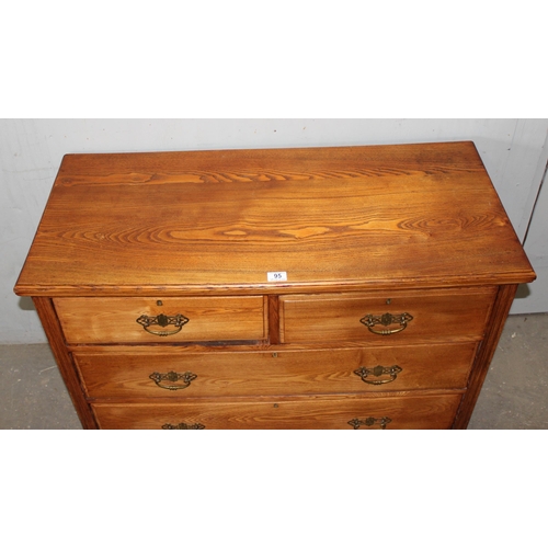 95 - An early 20th century light oak 2 over 2 Chest of Drawers, approx 107cm wide x 49cm deep x 78cm tall