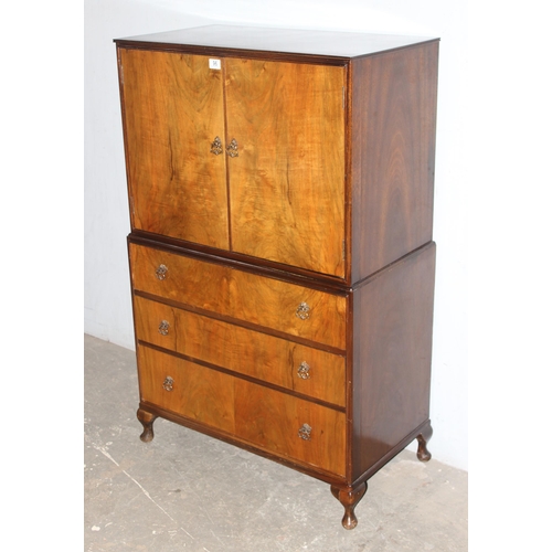 96 - An Art Deco period walnut cocktail cabinet by Beithcraft Furniture of Scotland, approx 84cm wide x 4... 