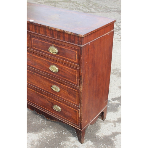 103 - A Victorian mahogany 2 over 3 Chest of Drawers with brass handles, approx 118cm wide x 51cm deep x 1... 