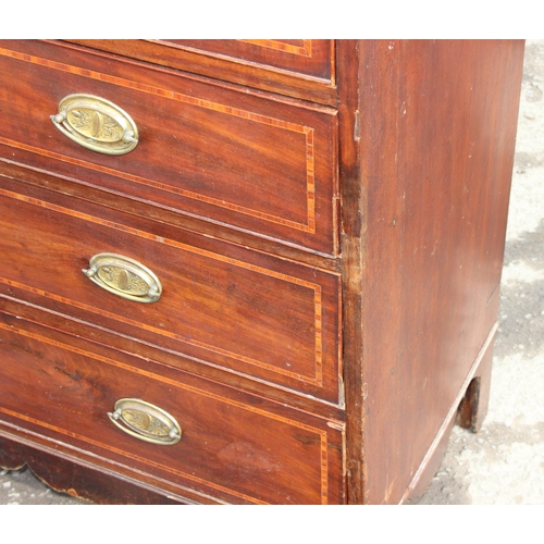 103 - A Victorian mahogany 2 over 3 Chest of Drawers with brass handles, approx 118cm wide x 51cm deep x 1... 