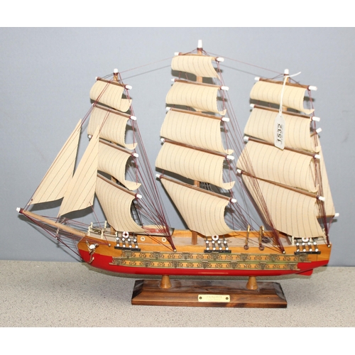 1532 - A vintage wooden model ship entitled Fragata Siglo XVIII, approx 55cm W x 43cm H