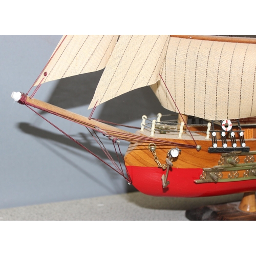 1532 - A vintage wooden model ship entitled Fragata Siglo XVIII, approx 55cm W x 43cm H