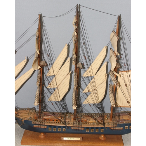 1535 - A large vintage wooden model of a 38 gun frigate ship circa 1812, approx 80cm W x 63cm H