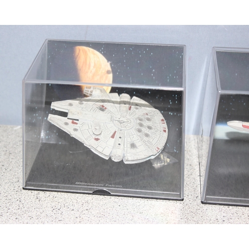 1537 - Set of 5 Lucas Film authorised miniature die cast bodied Star Wars space ships in titled Perspex dis... 