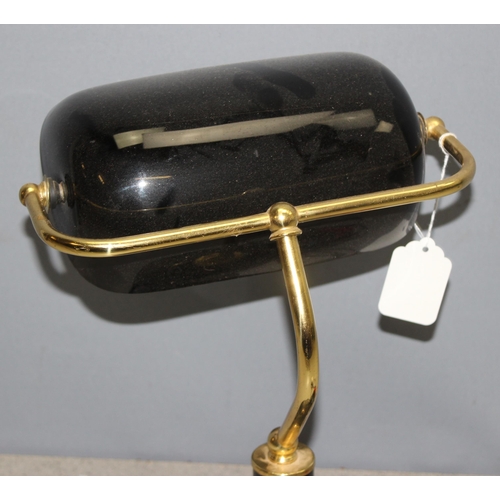 239 - Vintage banker's lamp with black glass shade, brass and black marble base, approx 38cm