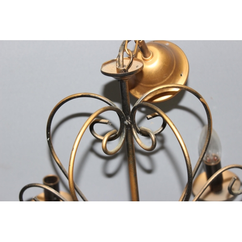 244 - 5-bulb gilt metal chandelier, approx 61cm with fitting