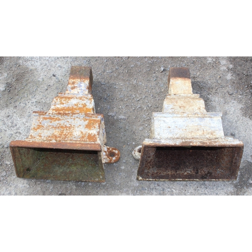 367 - A pair of antique cast iron rainwater hoppers with distressed painted finish, approx 34cm wide x 20c... 