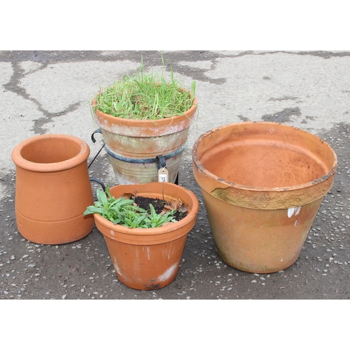 376 - 4 Terracotta garden pots, largest approx 47cm wide x 47cm deep x 45cm tall