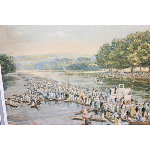 454 - Vintage framed print of Henley Regatta, approx 73 x 52cm