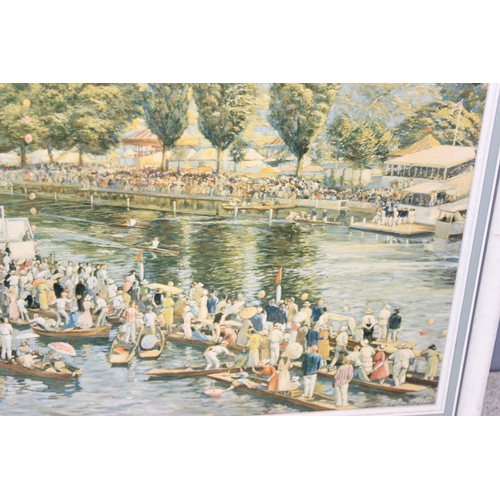 454 - Vintage framed print of Henley Regatta, approx 73 x 52cm