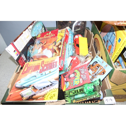 1517 - Huge qty of vintage toys and related items, to incl board games, jigsaw puzzles, children's film col... 