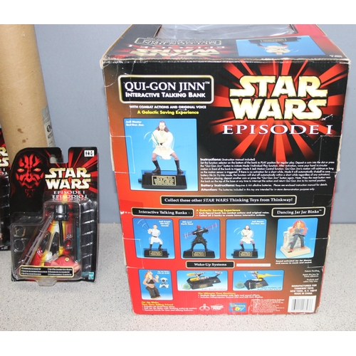 1518 - Boxed Star Wars Episode 1 Qui-Gon Jinn interactive talking bank money box, Star Wars posters, boxed ... 