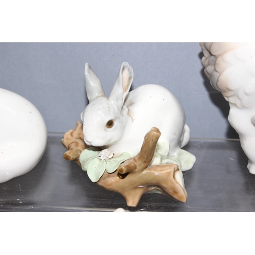 6 assorted Lladro ornaments to incl polar bears, rabbit, chicken and geese